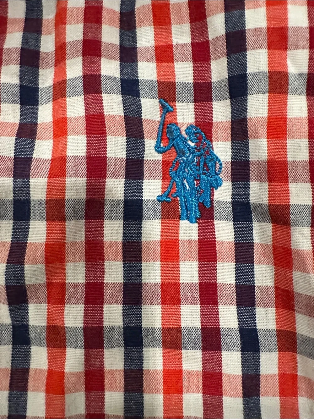 U.S. Polo Assn. Boys Size 4 Plaid Button Down Shirt Long Sleeve Red Navy